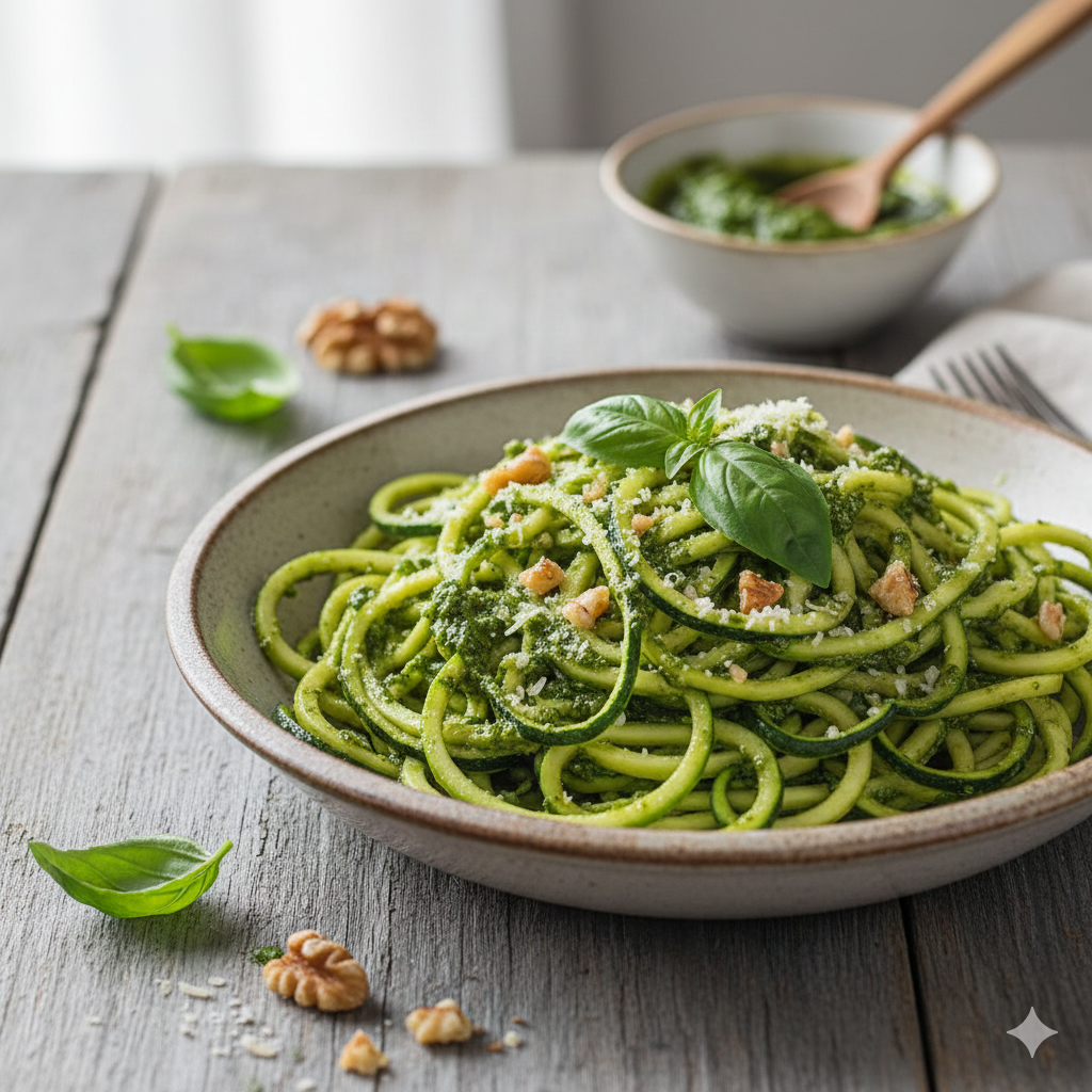 Como fazer Espaguete de Abobrinha ao Pesto de Manjericão e Nozes