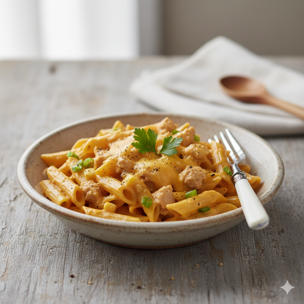 Como fazer Macarrão de Comissária (Molho de Queijo e Atum)