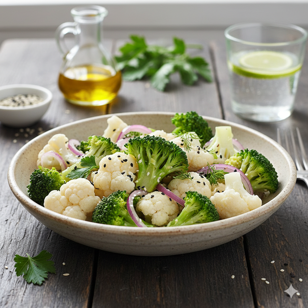 Como fazer Salada Detox de Couve-flor e Brócolis no Vapor