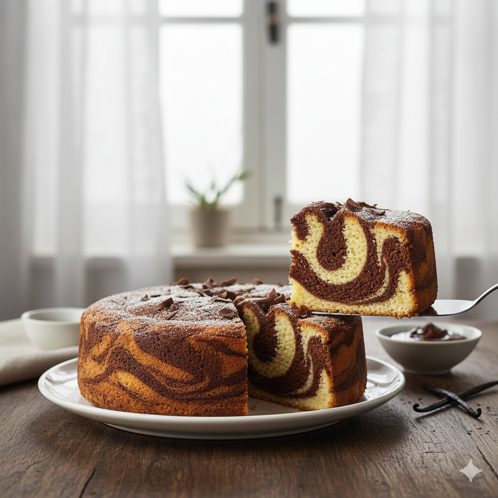 Como fazer Bolo Mesclado de Baunilha e Chocolate (Marmorizado)