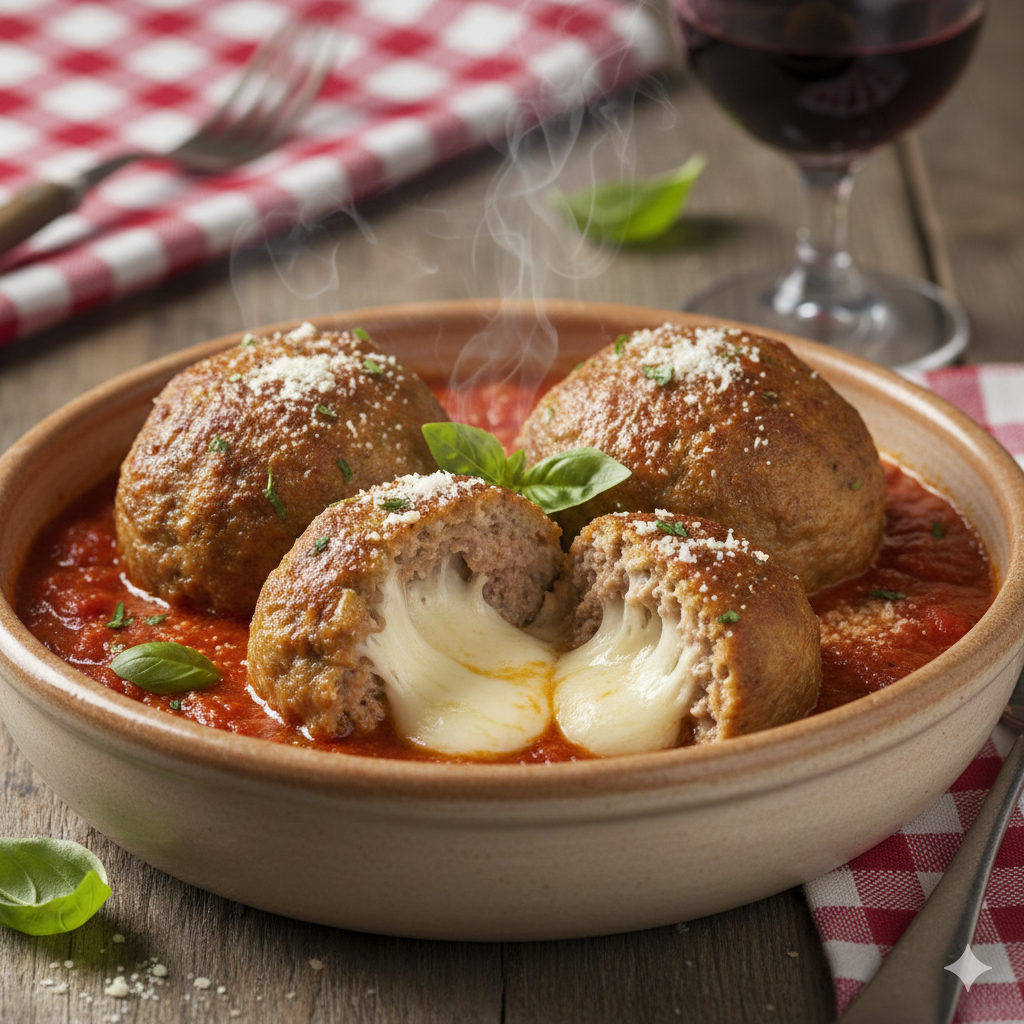 Polpettes Italianas (Almôndegas) com Recheio de Queijo