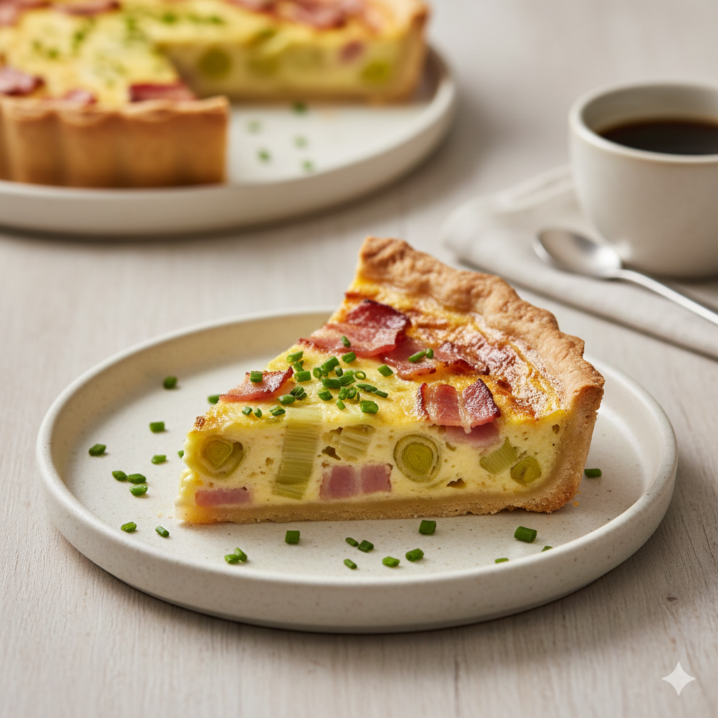 Como fazer Quiche de Alho-Francês e Bacon: Sofisticação simples para o lanche