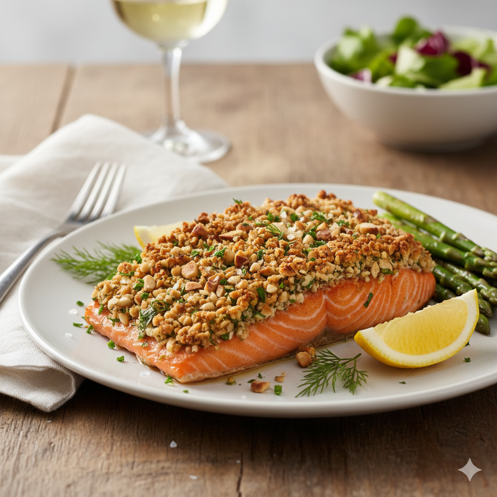 Como fazer Salmão com Crosta de Castanhas: Sofisticação rápida para o dia a dia