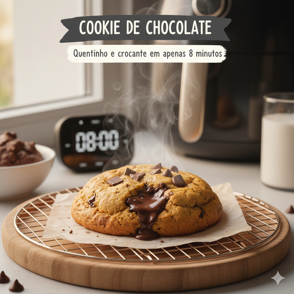 Cookie de Chocolate: Quentinho e crocante em apenas 8 minutos