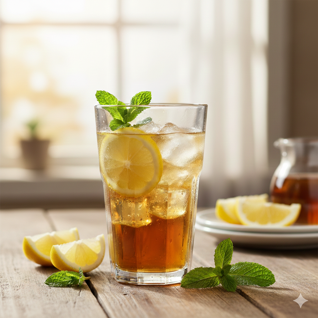 Chá Gelado com Limão e Hortelã: Refrescante para manhãs de sol
