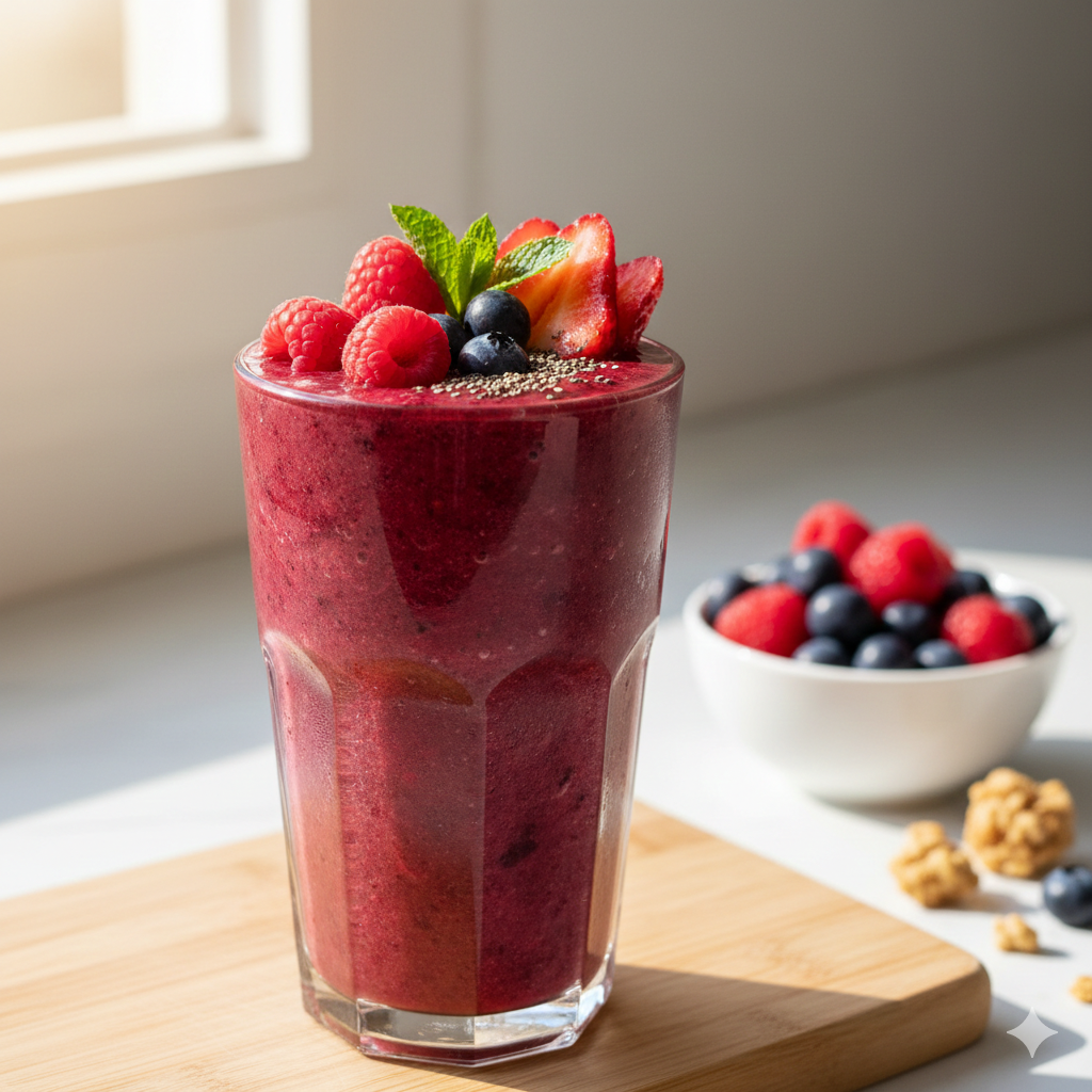 Como fazer Smoothie de Frutas Vermelhas: Energia pura para começar o dia