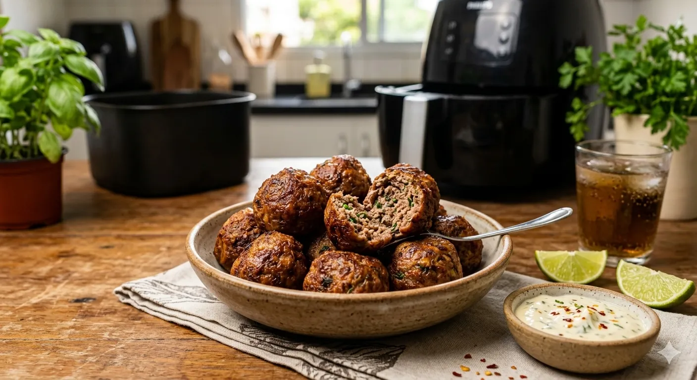 Almôndegas de Carne Suculentas na Air Fryer