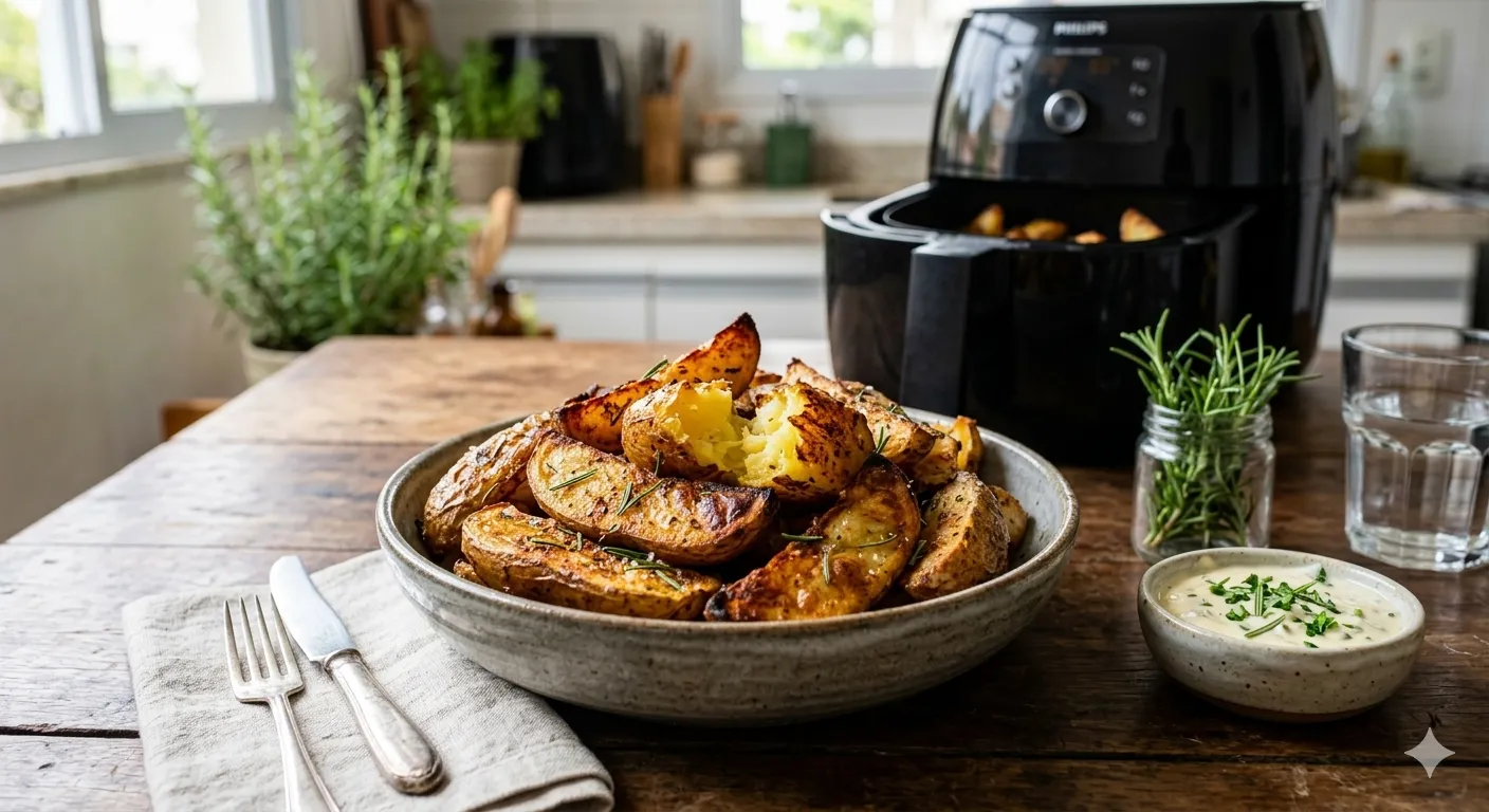 Batata Rústica com Alecrim na Air Fryer: Crocante por Fora e Macia por Dentro