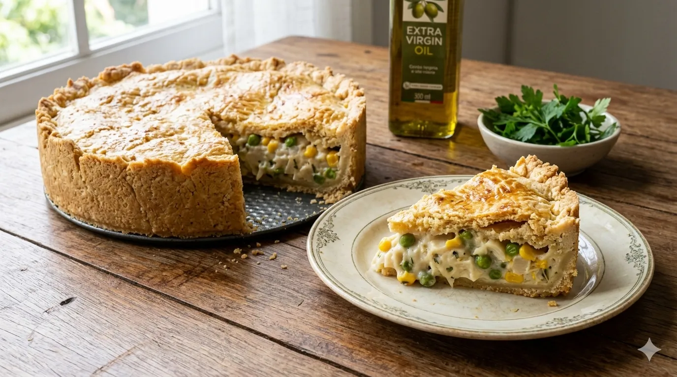 Como fazer Empadão de Palmito Vegano com Massa "Podre" de Azeite