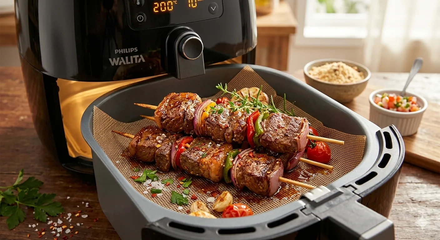 Espetinho de Carne na Air Fryer: Suculento e Rápido