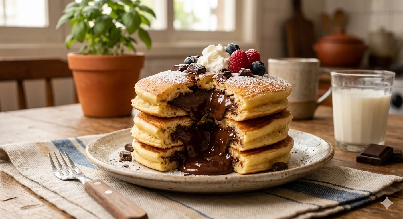 Pancakes Americanas Recheadas com Chocolate